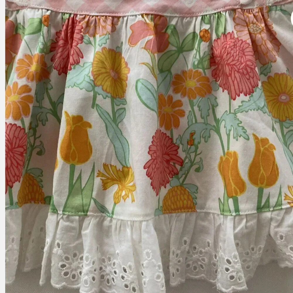 Serendipity pink and white cotton summer Top size 12-18 Months EUC